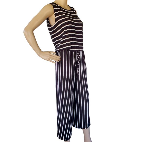 ZENANA Womens S One Piece Romper Jumpsuit Sleeveless Stretch Knit Striped Pocket - Picture 6 of 9